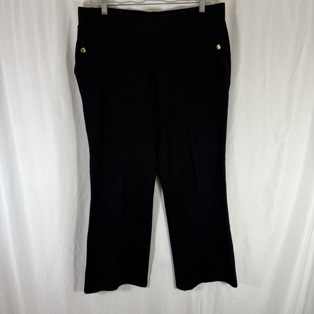 Lauren Ralph Lauren Sweatpants Women's Large Petite Black Pull On Snap Pockets